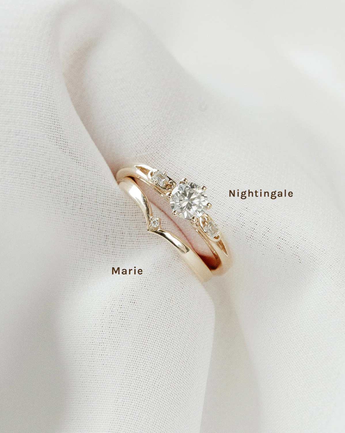 White Gold Marie Wishbone Ring - Image 7